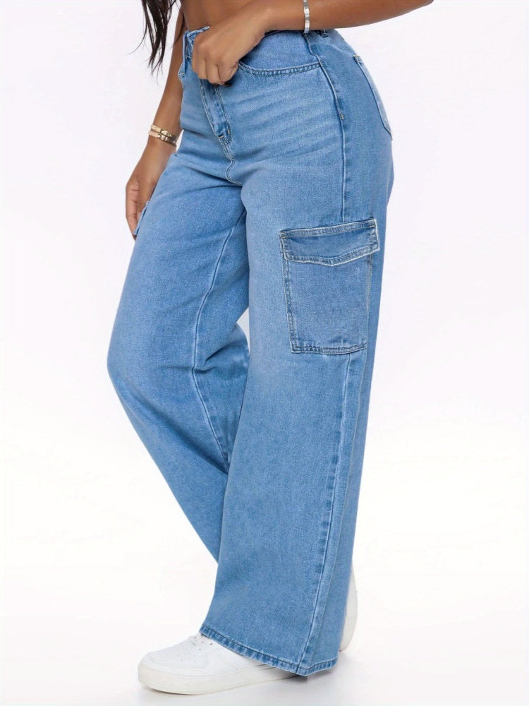 Plus Size Light Wash Cargo Jeans