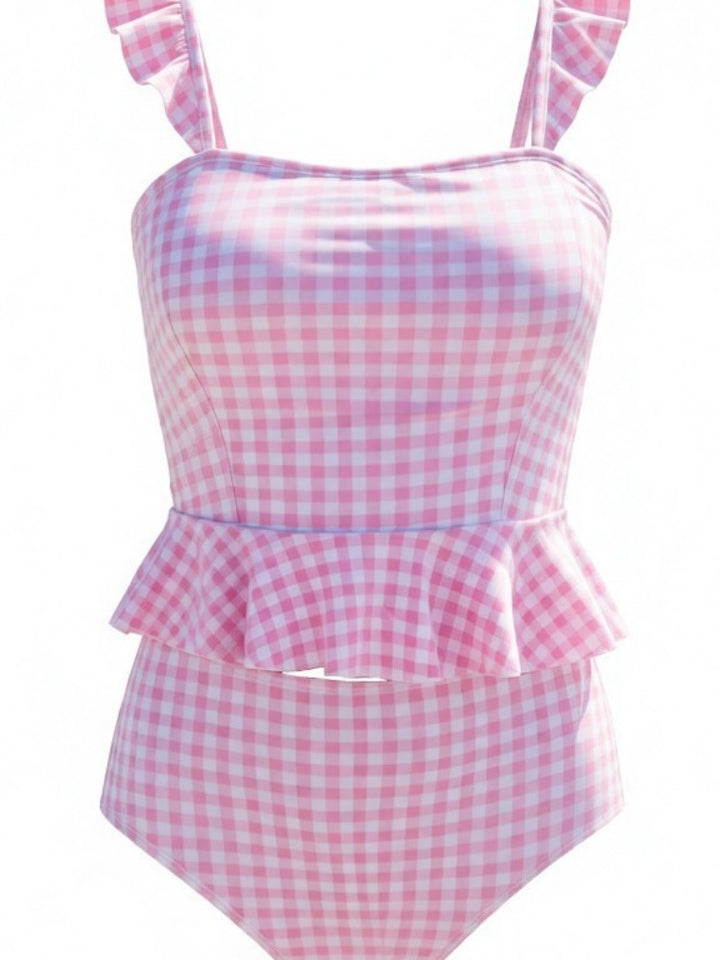 Gingham Ruffle One-Piece Swimsuit – Sweet &amp; Flattering Fit