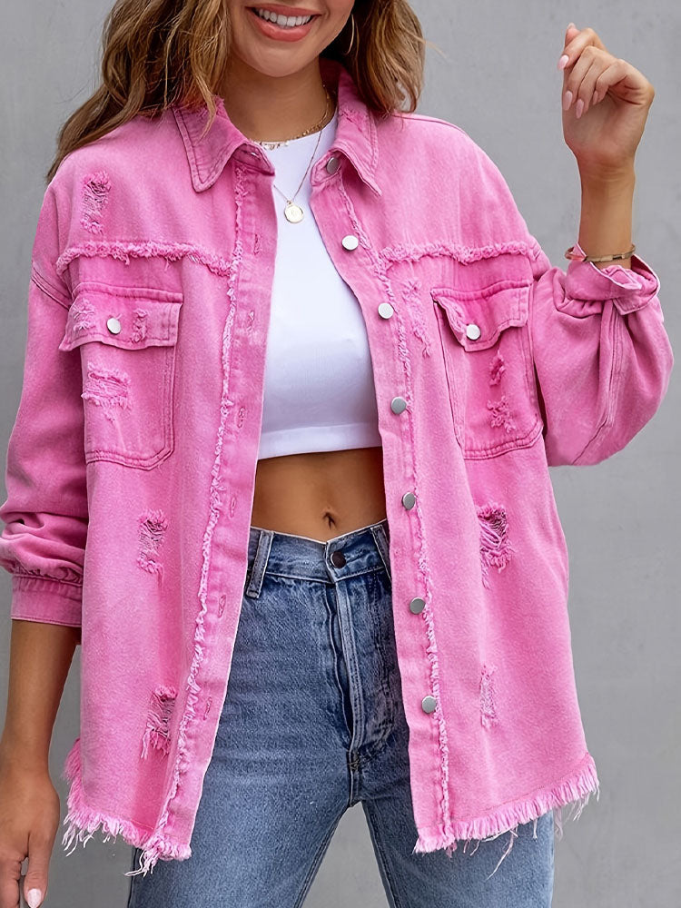 Women’s Ripped Denim Coat