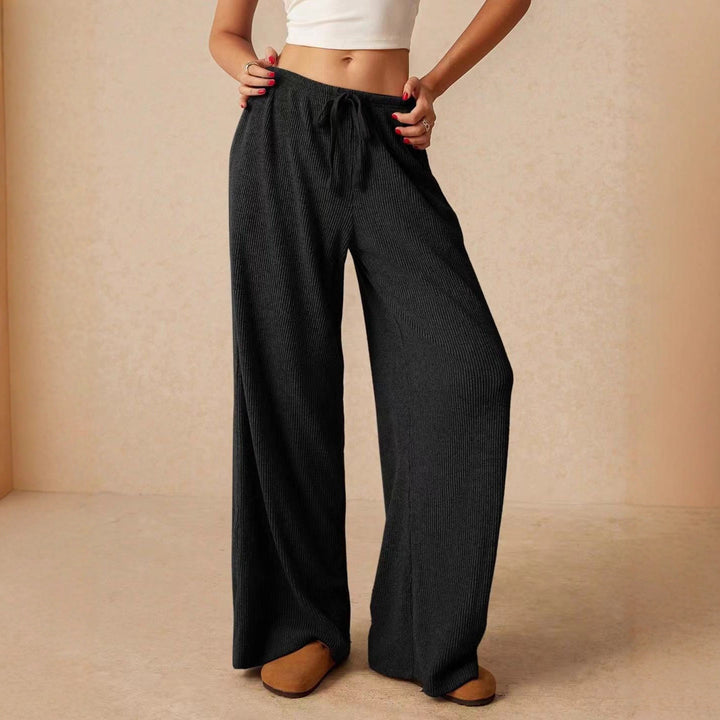 Summer solid color high-waisted casual wide-leg pants for women