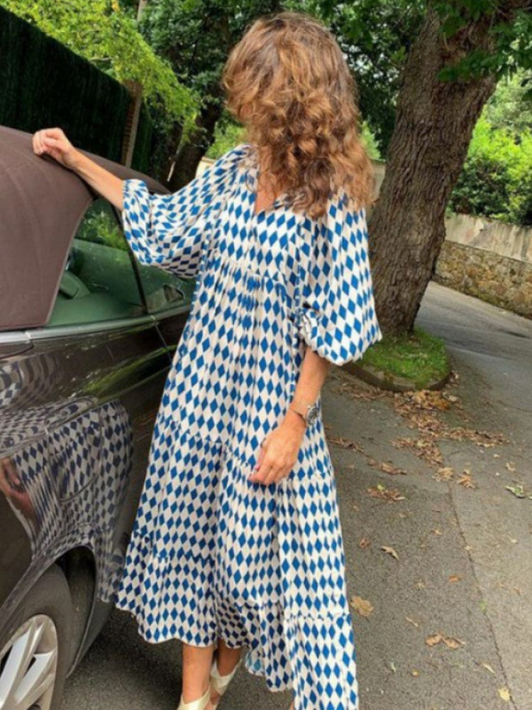 Puff Sleeve Tiered Maxi Dress