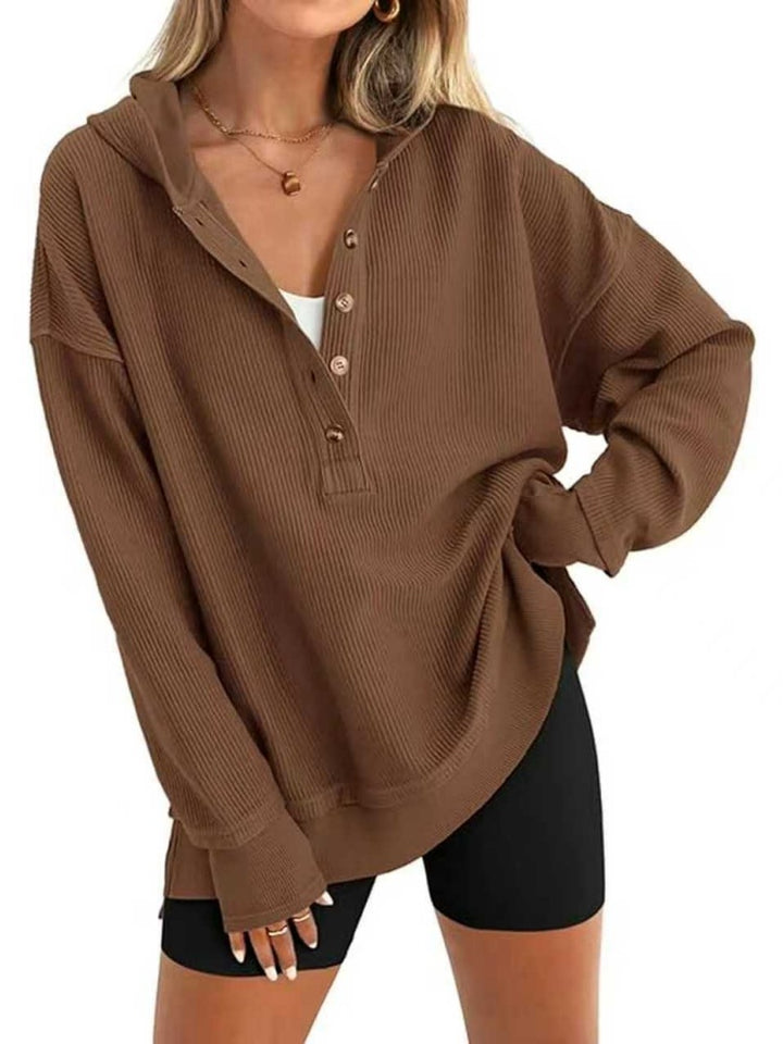 Waffle Knit Henley Hoodie