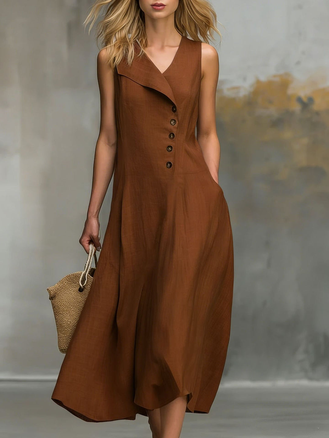 Casual collared button-down sleeveless women&