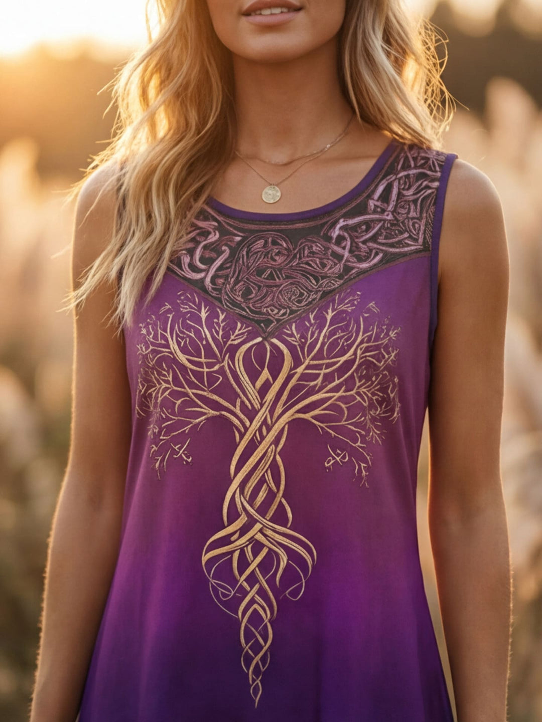 Casual sleeveless bohemian style dress
