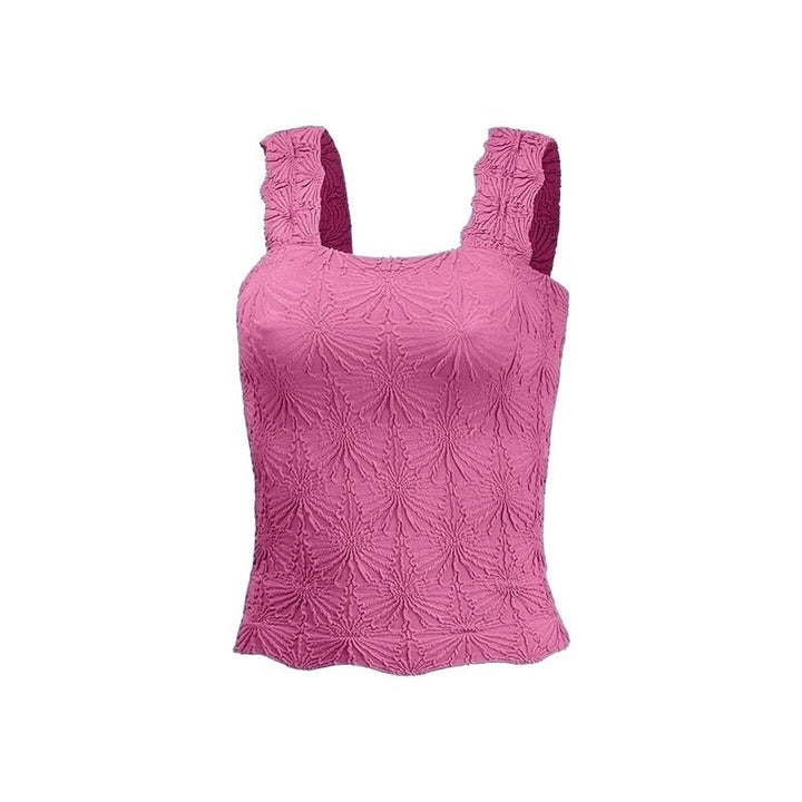 Textured Square Neck Ruched Crop Tank Top