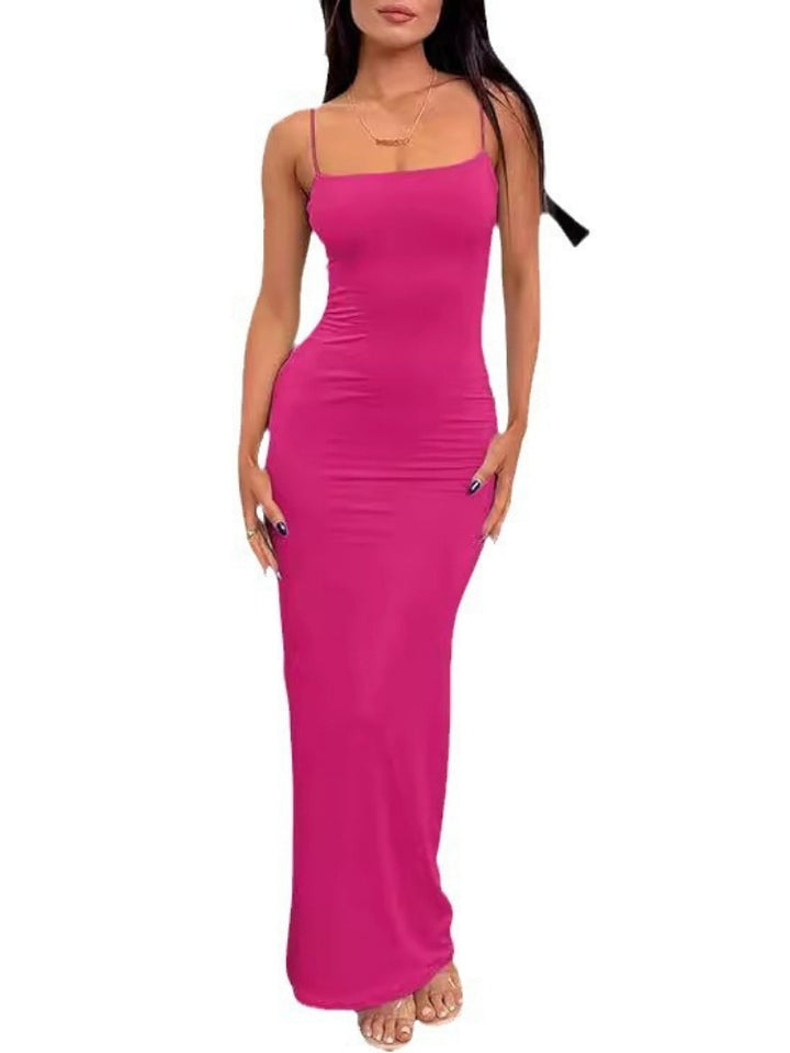 Square Neck Sleeveless Form-Fitting Dress