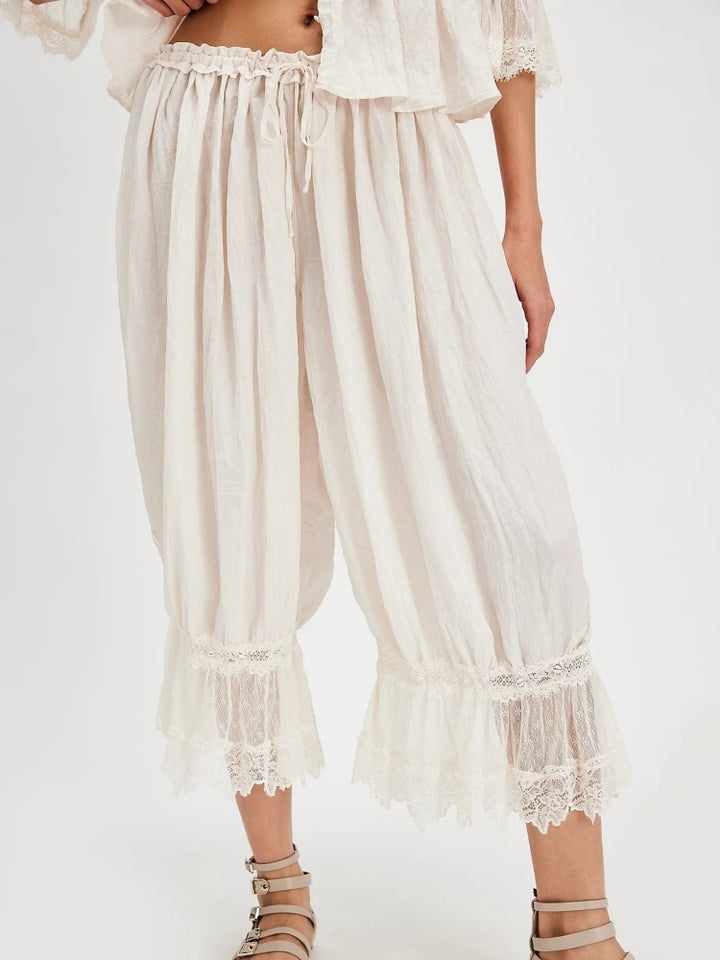 Lace Trimmed Loose-Fit Harem Pants
