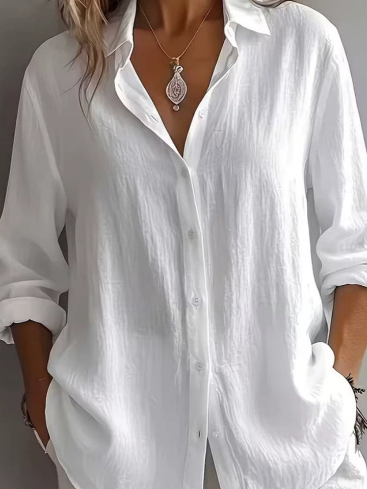 Oversized Linen Blend Button-Down Shirt