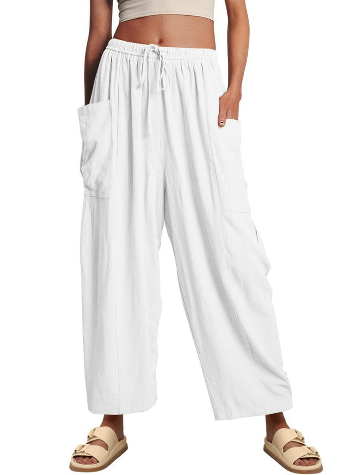 Casual Linen Blend Wide Leg Pants
