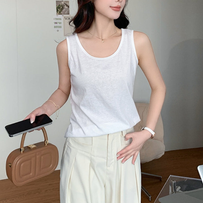 Soft Scoop Neck Loose Fit Cotton Tank Top