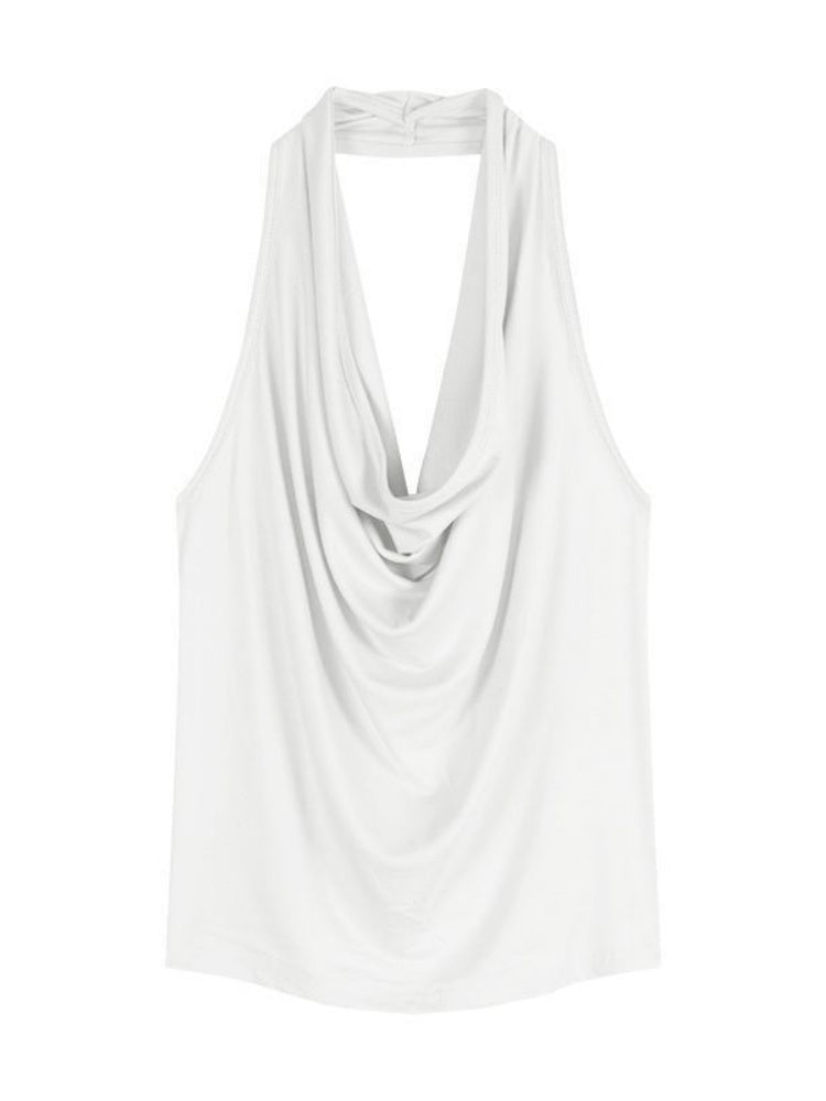 Draped Halter Cowl Neck Tank Top