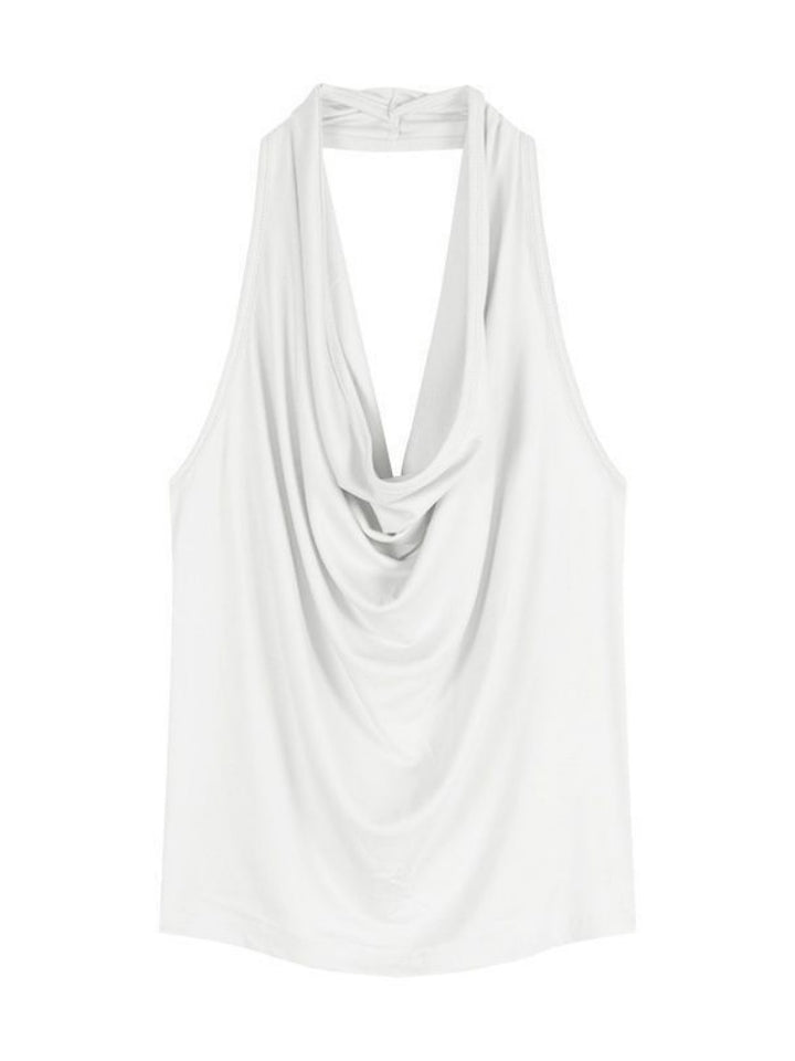 Draped Halter Cowl Neck Tank Top