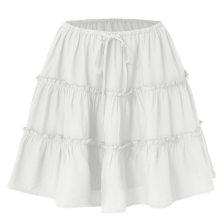 Tiered Ruffle Mini Skirt - High-Waisted Drawstring Flowy Skirt