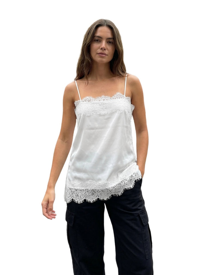 Satin Lace Trim Cami Top
