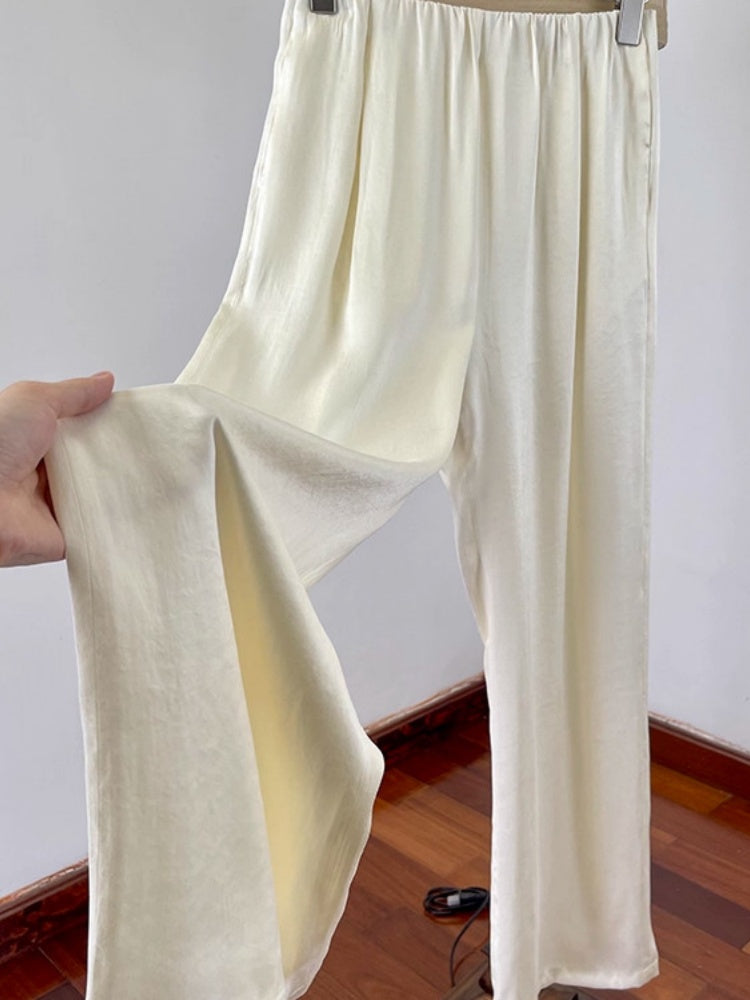 High Waisted Wide Leg Ice Silk Pants