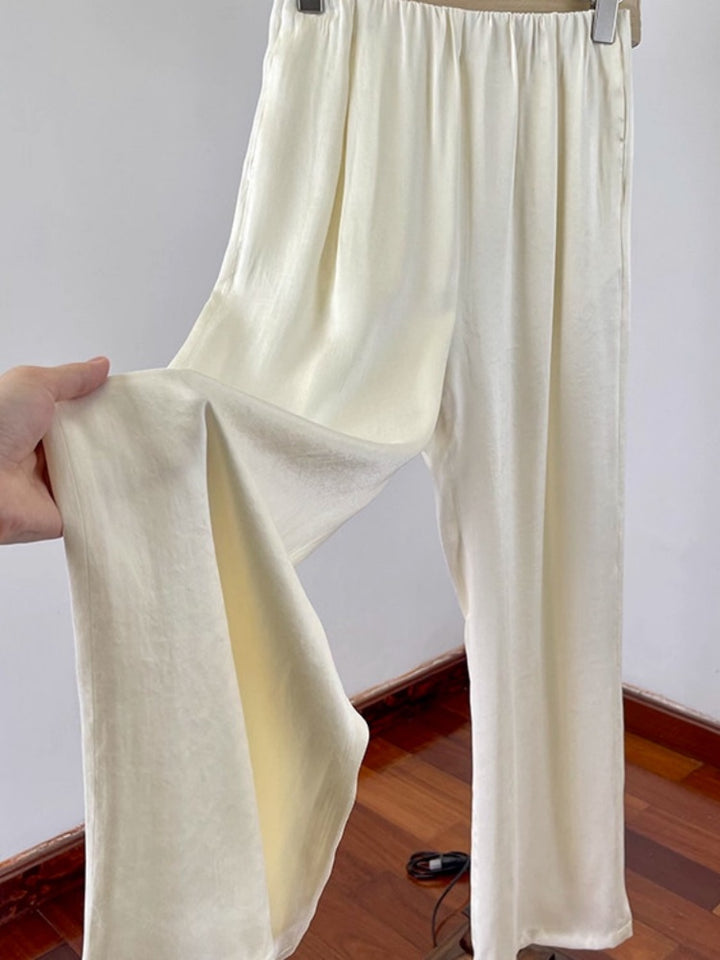 High Waisted Wide Leg Ice Silk Pants