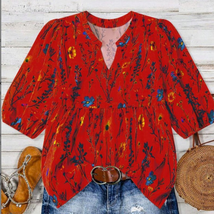 Casual Puff Sleeve Tunic Top