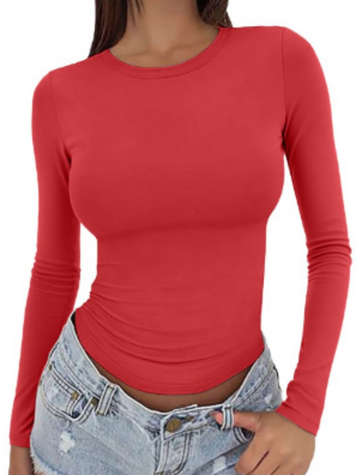 Fitted Long Sleeve Crew Neck Top