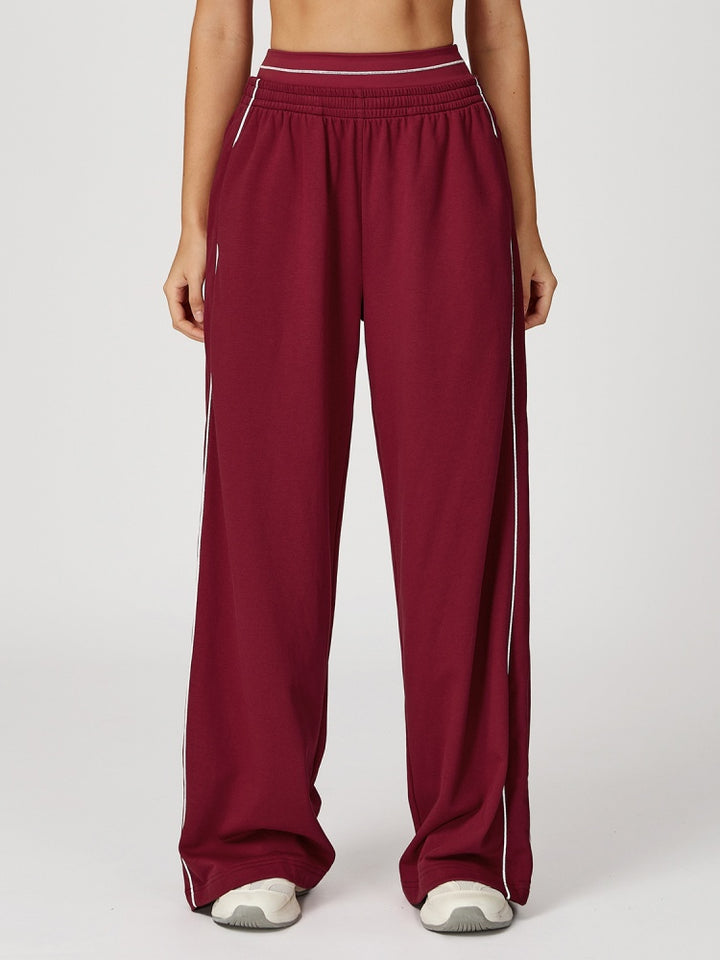 High Waist Striped Wide Leg Sweatpants