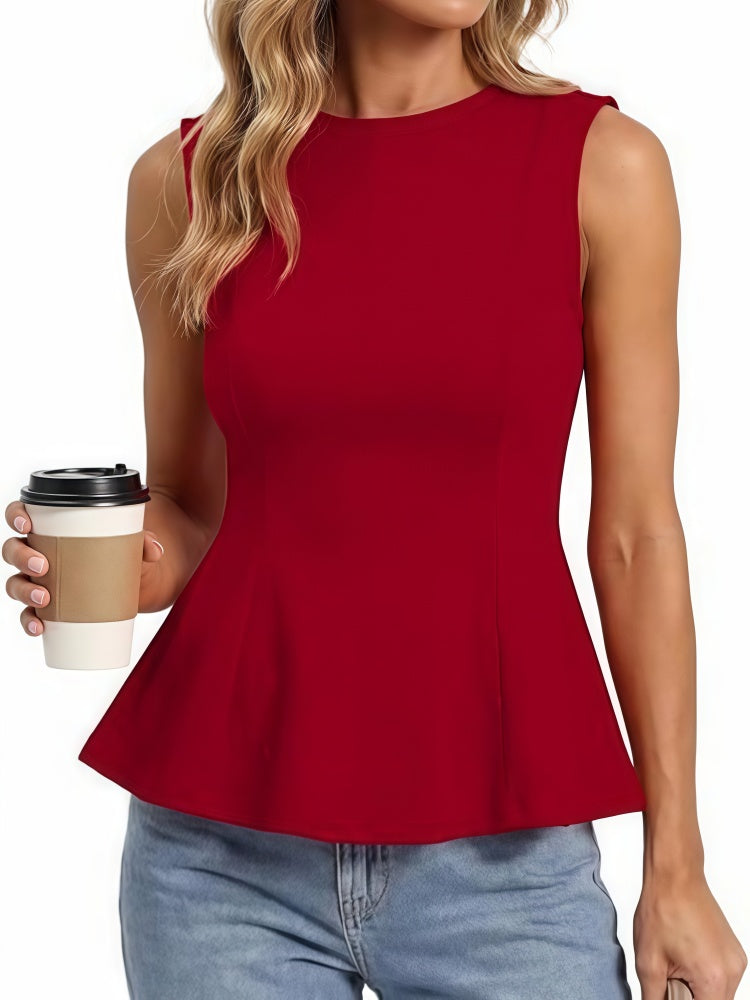Sleeveless Round Neck Peplum Top