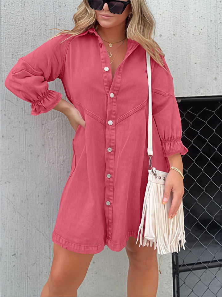 Washed Denim Shirt Dress