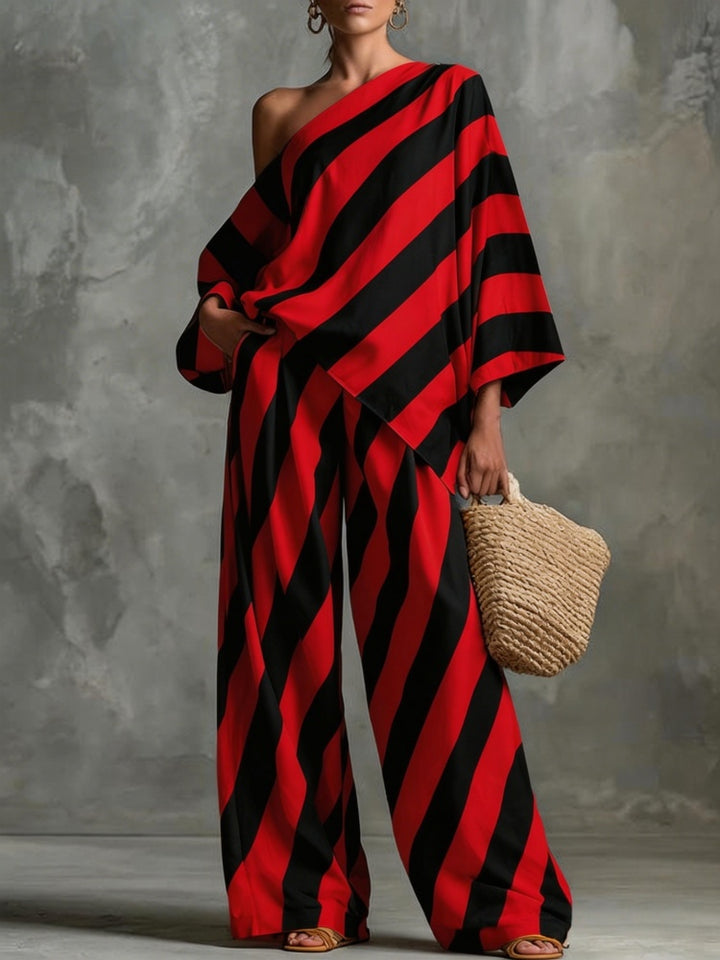 Batwing Sleeve Top &amp; Wide Leg Pants Set
