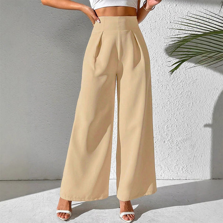 New solid color high-waisted wide-leg suit pants