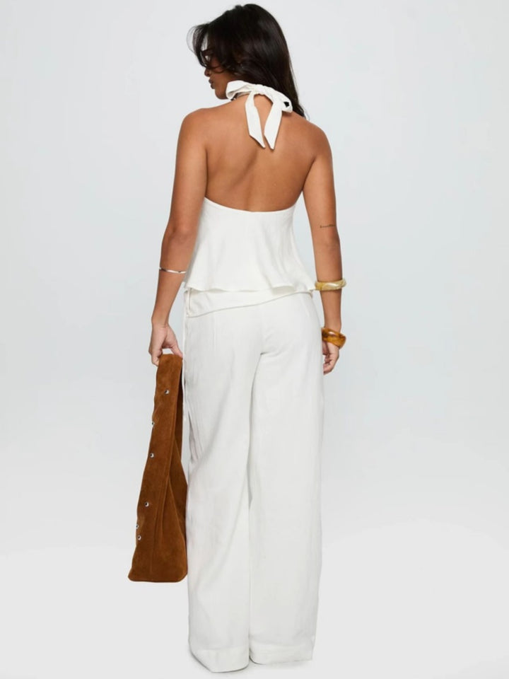 Wrap Tie Waist Wide Leg Pants