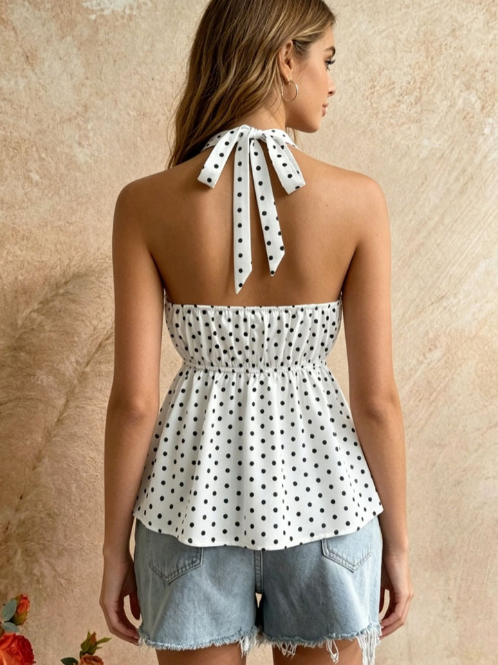 Lace Trim Backless Tie-Up Tank Top