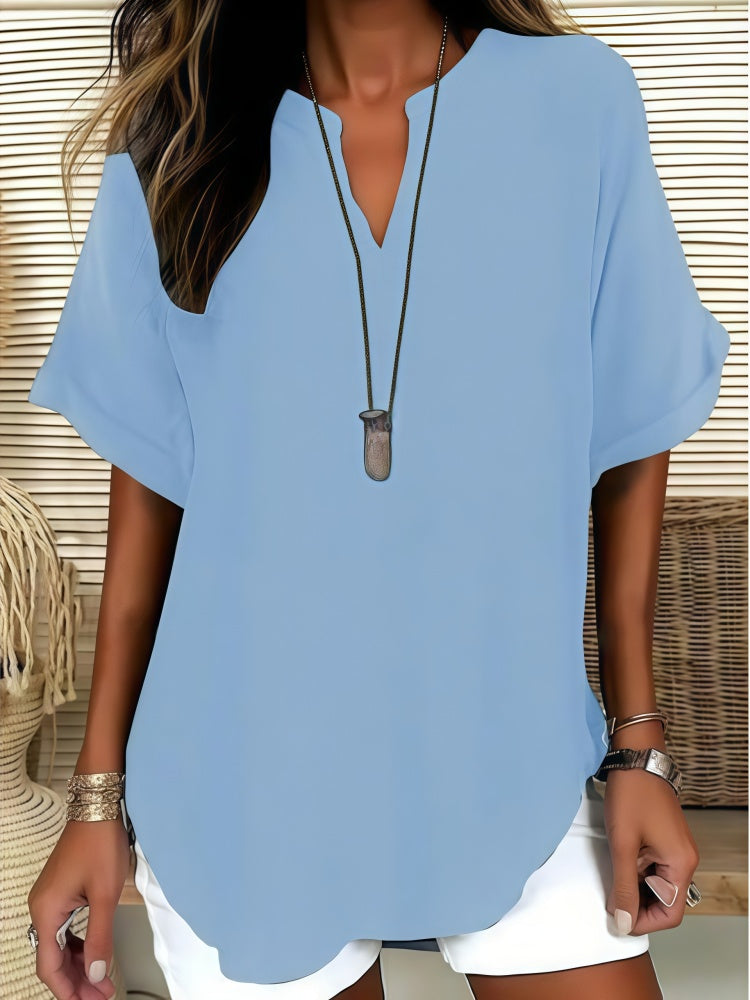 Fashionable printed V-neck short-sleeved T-shirt/shirt