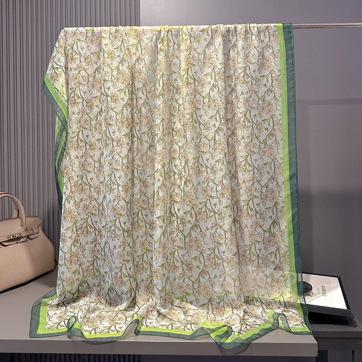 Sheer Artistic Floral Long Scarf Shawl