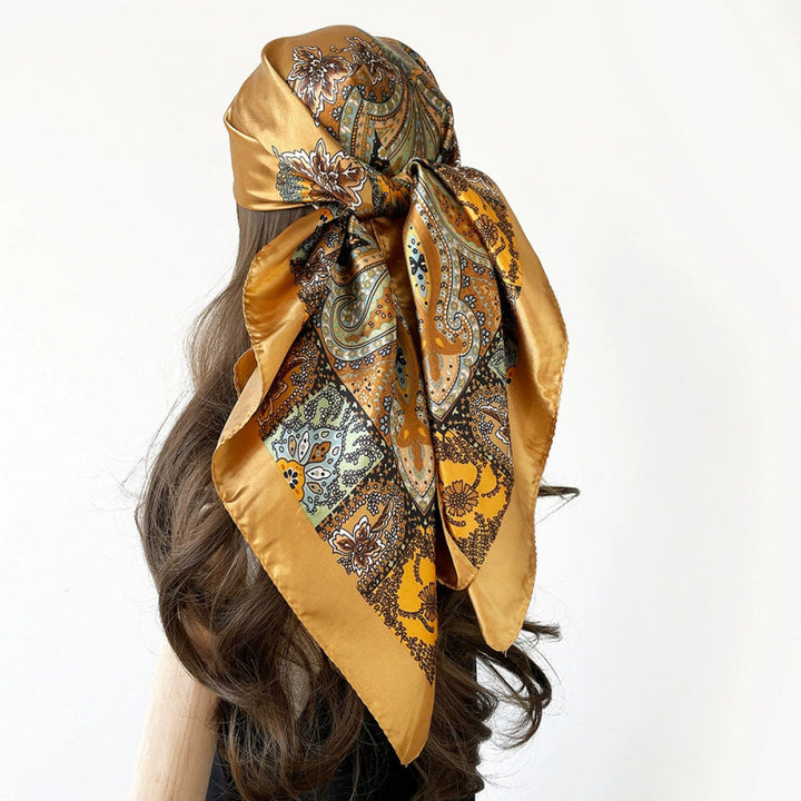 Floral Print Square Satin Scarf