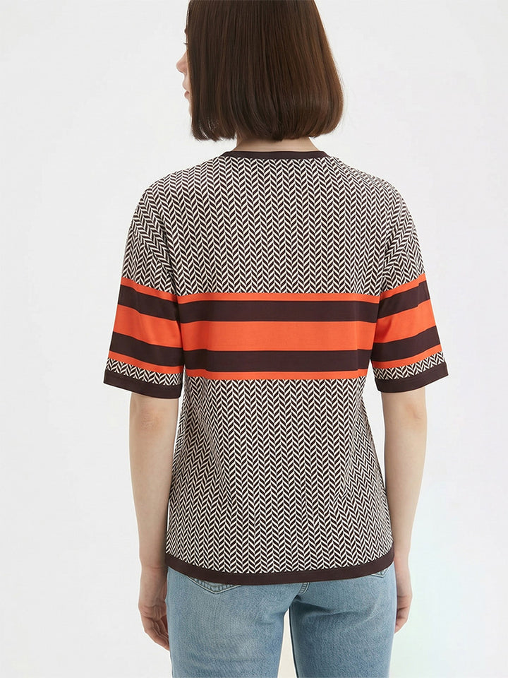 Summer Color Block Fashion Short-Sleeve Top