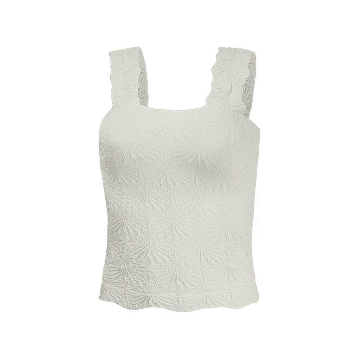 Textured Square Neck Ruched Crop Tank Top