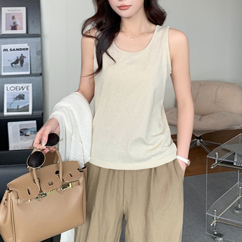 Soft Scoop Neck Loose Fit Cotton Tank Top