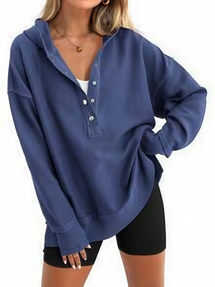 Waffle Knit Henley Hoodie