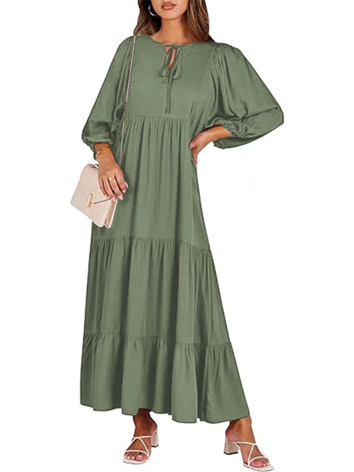 Puff Sleeve Tiered Maxi Dress
