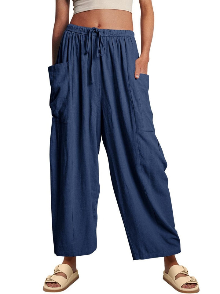 Casual Linen Blend Wide Leg Pants