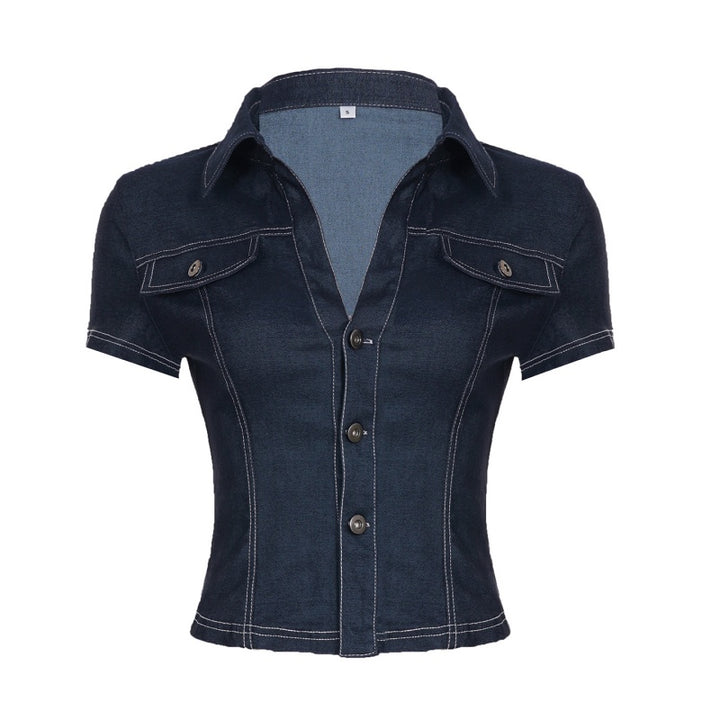 Y2K Fitted Denim Crop Top