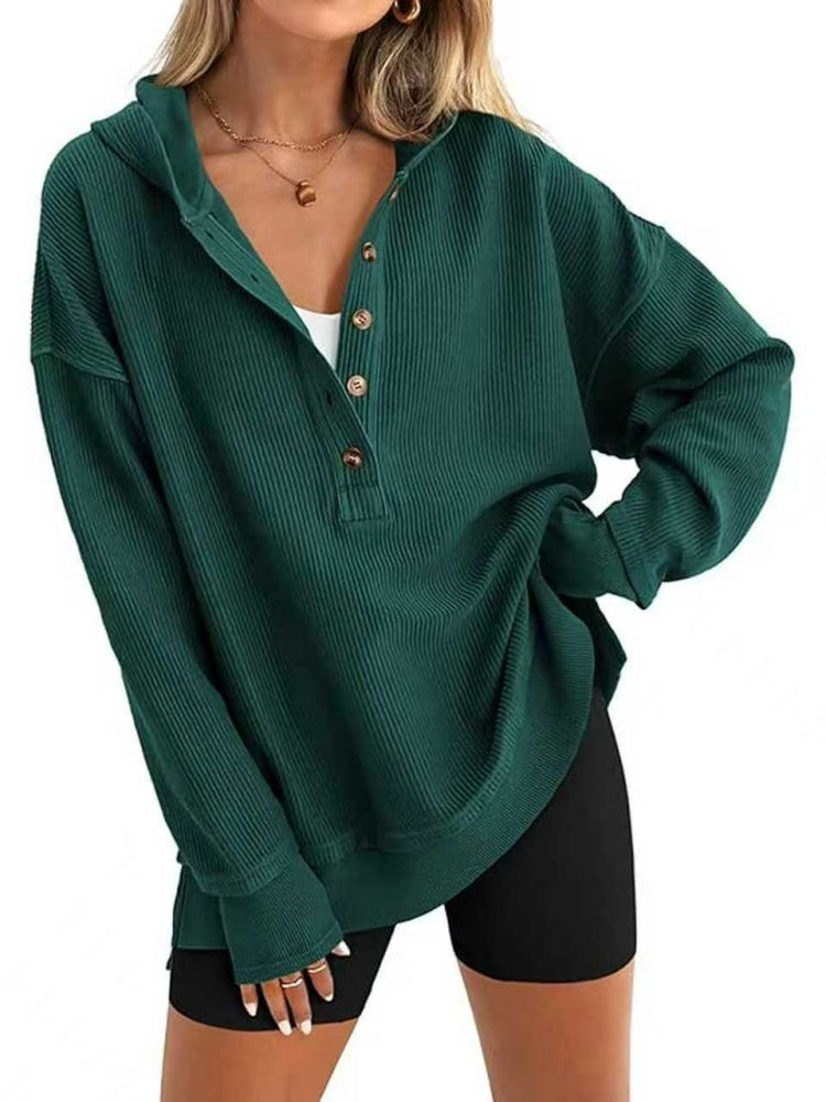 Waffle Knit Henley Hoodie