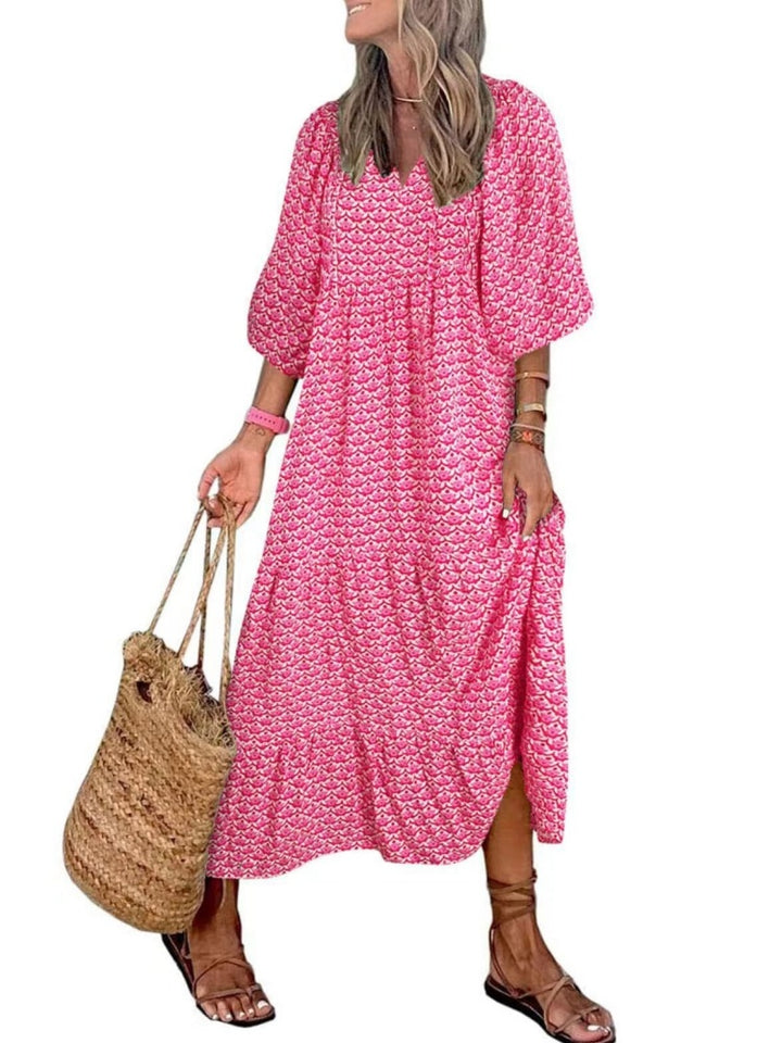 Puff Sleeve Tiered Maxi Dress