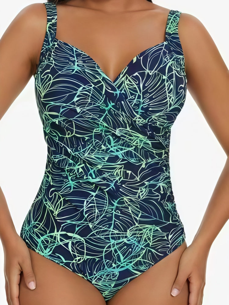 Slimming Ruched One-Piece Swimsuit – Tummy Control Push-Up Swimwear