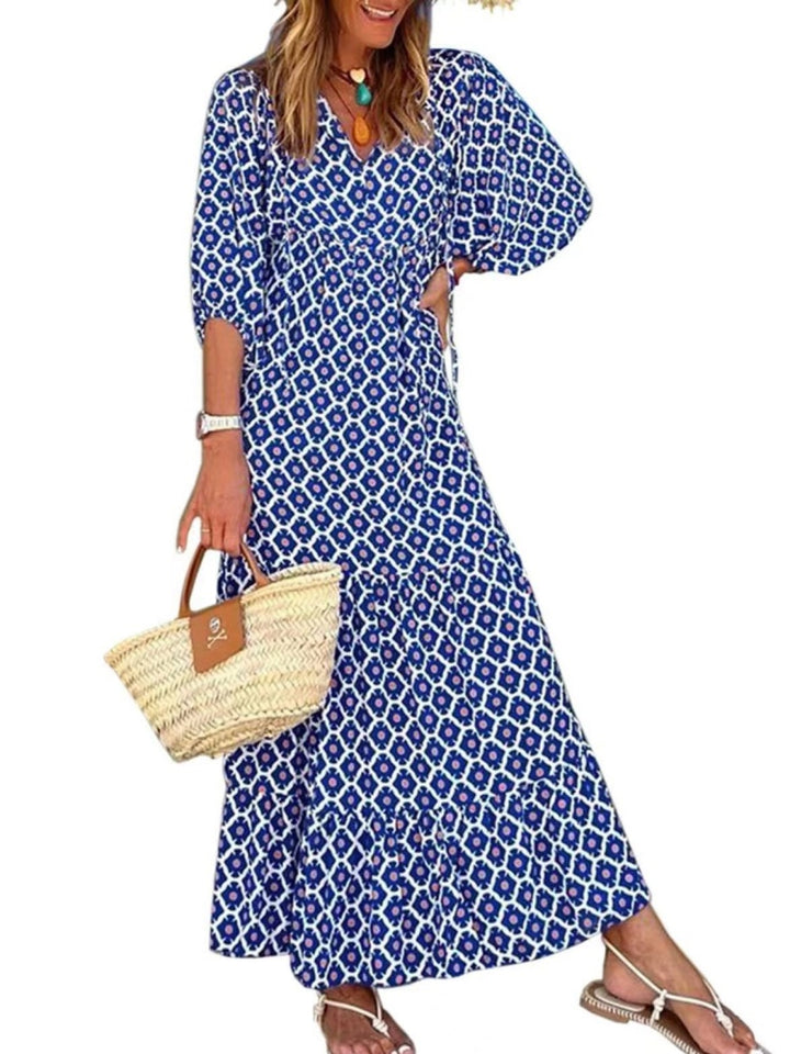 Puff Sleeve Tiered Maxi Dress