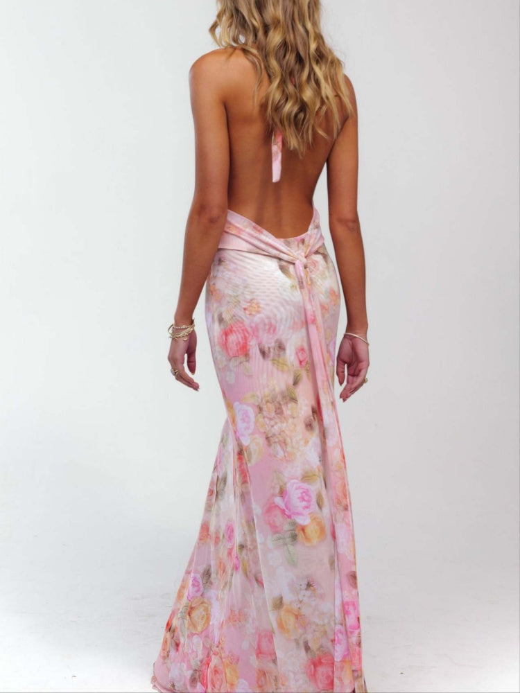 Polka Dot Halter Maxi Dress
