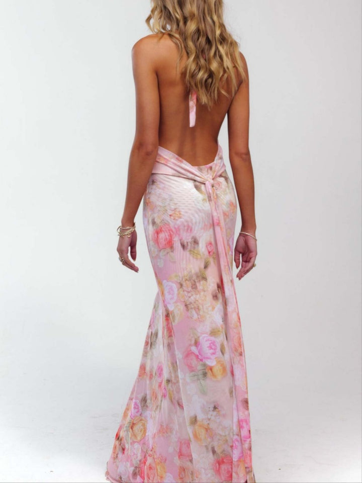 Polka Dot Halter Maxi Dress