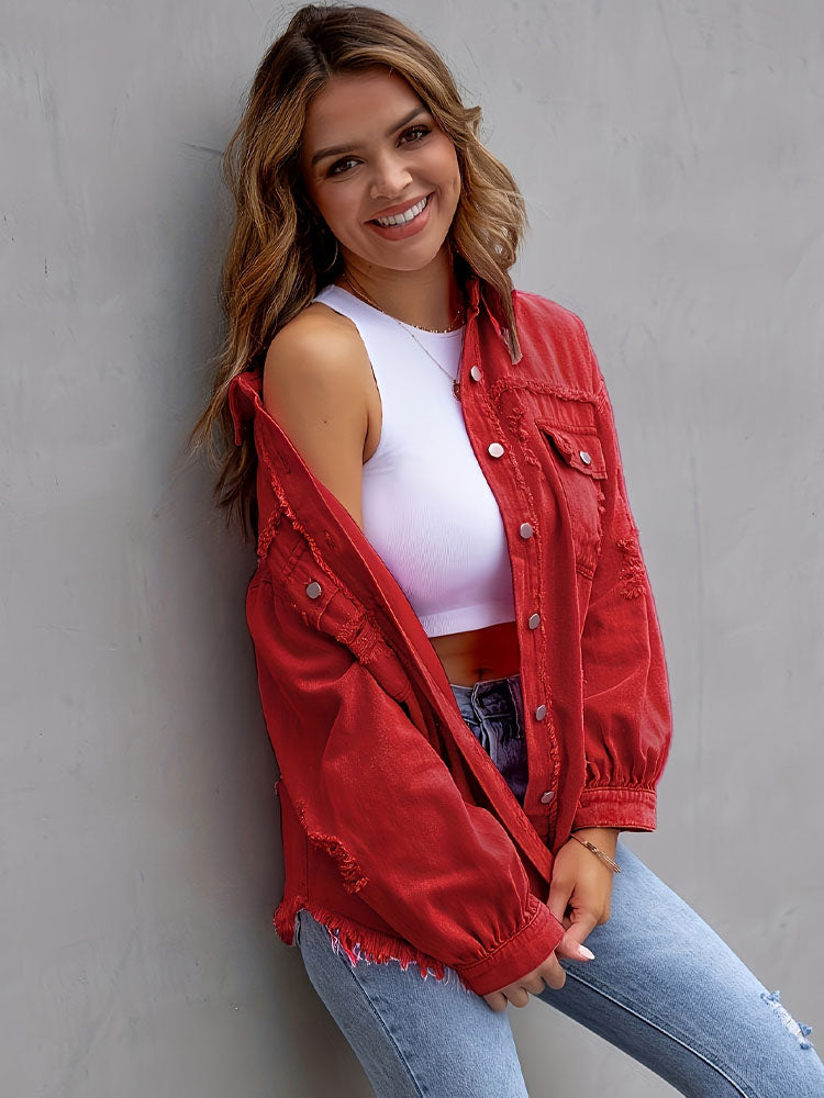 Women’s Ripped Denim Coat