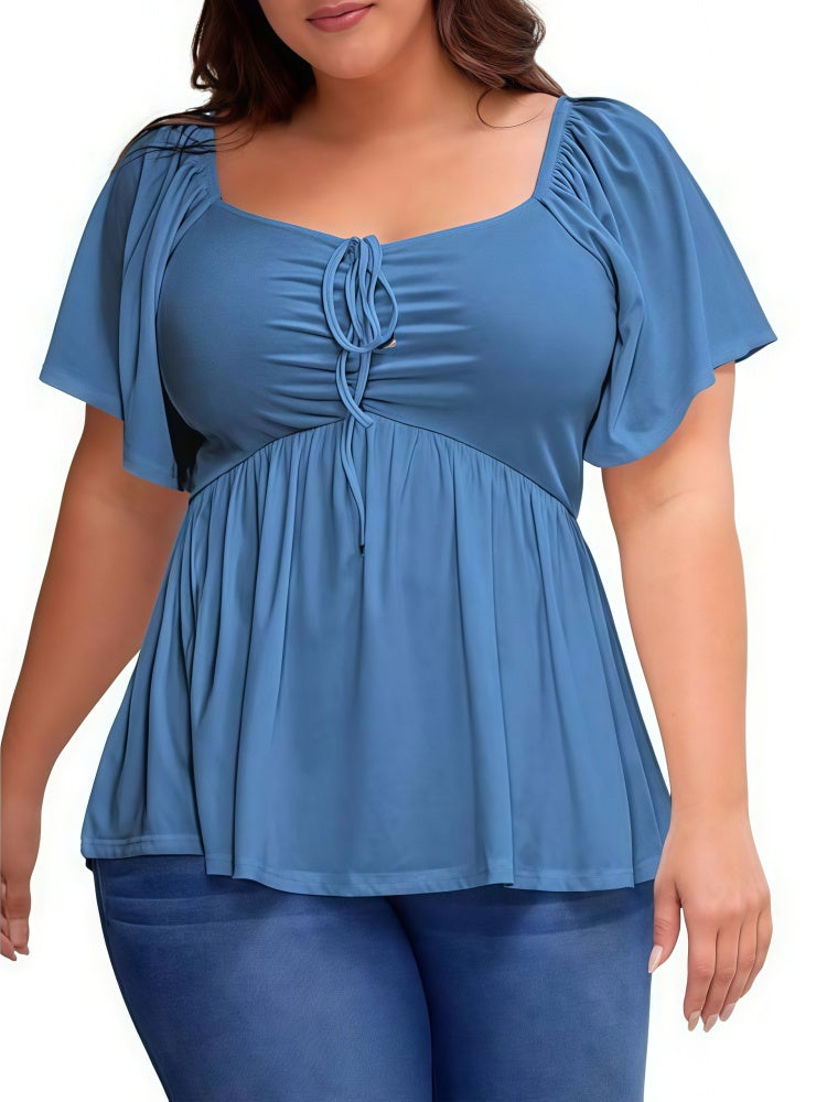 Summer Plus Size Raglan Sleeve Slim Waist T-Shirt