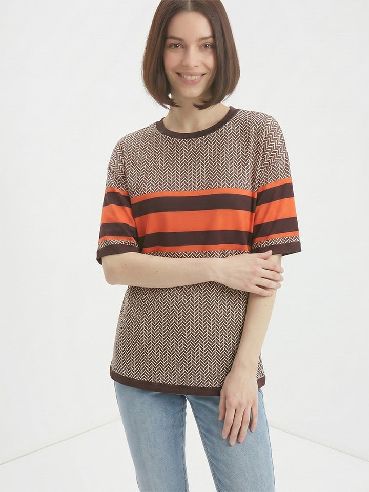Summer Color Block Fashion Short-Sleeve Top