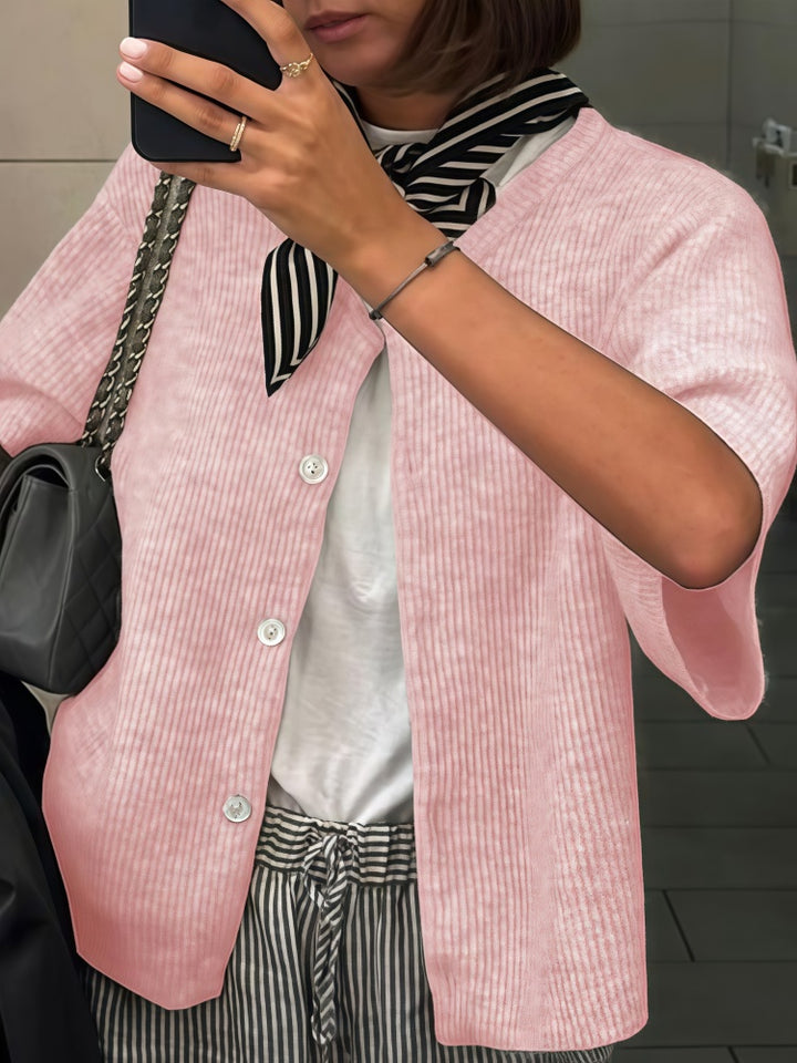 Short Sleeve Knit Cardigan