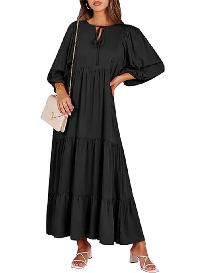 Puff Sleeve Tiered Maxi Dress